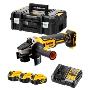 Amoladora 18V XR 125mm con 3 baterías 5Ah + Cargador + Maletín Dewalt DCG405P3