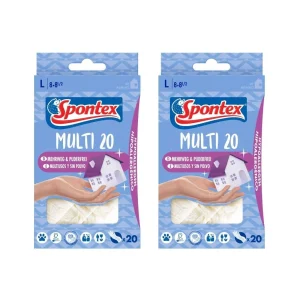 Caja 20 guantes desechables vinilo Spontex talla L