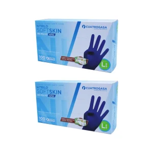 Caja 100 guantes nitrilo azul sin polvo Cuatrogasa talla L