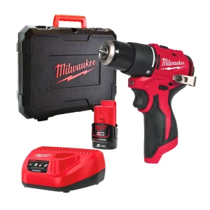 Taladro percutor subcompacto M12 + Batería 2Ah + Cargador + Maletín Milwaukee M12 BLPDRC-202C