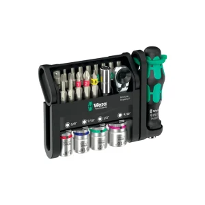 Tool-Check Modular Imperial 1 Set compacto de 21 piezas con carraca y mango Kraftform Wera 049001